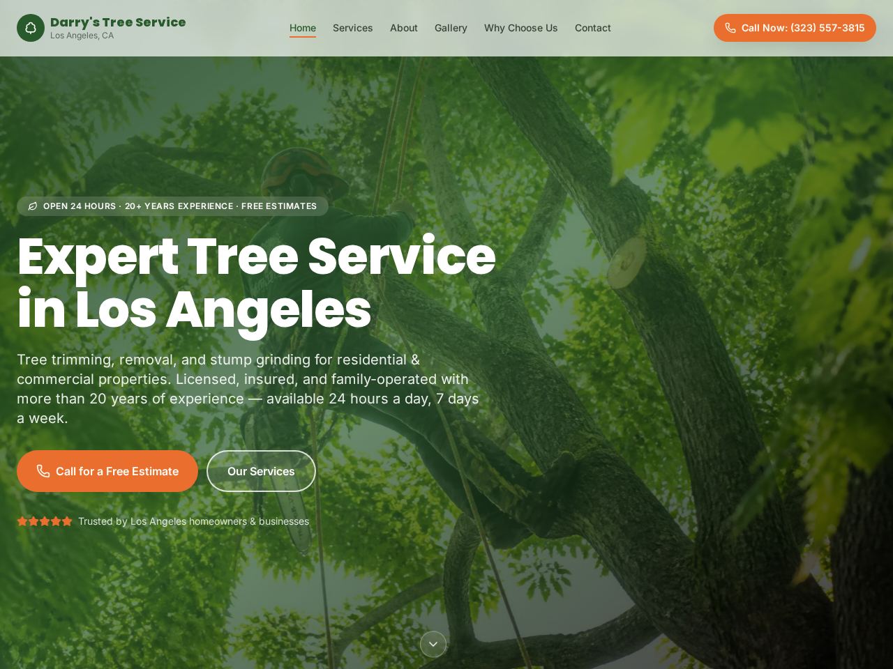 Darry's Tree Service website preview