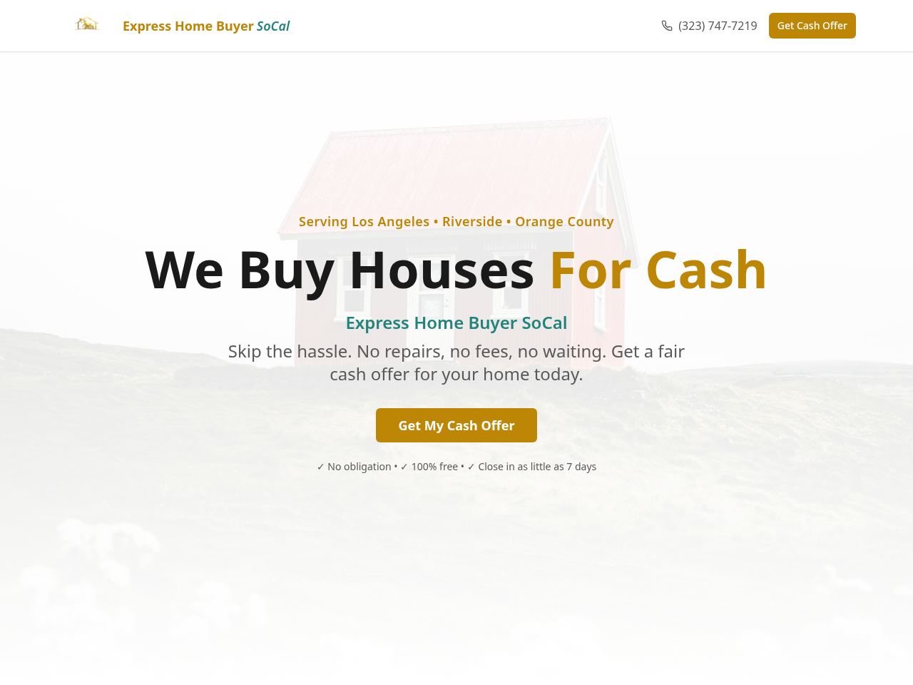 Express Home Buyers SoCal website preview