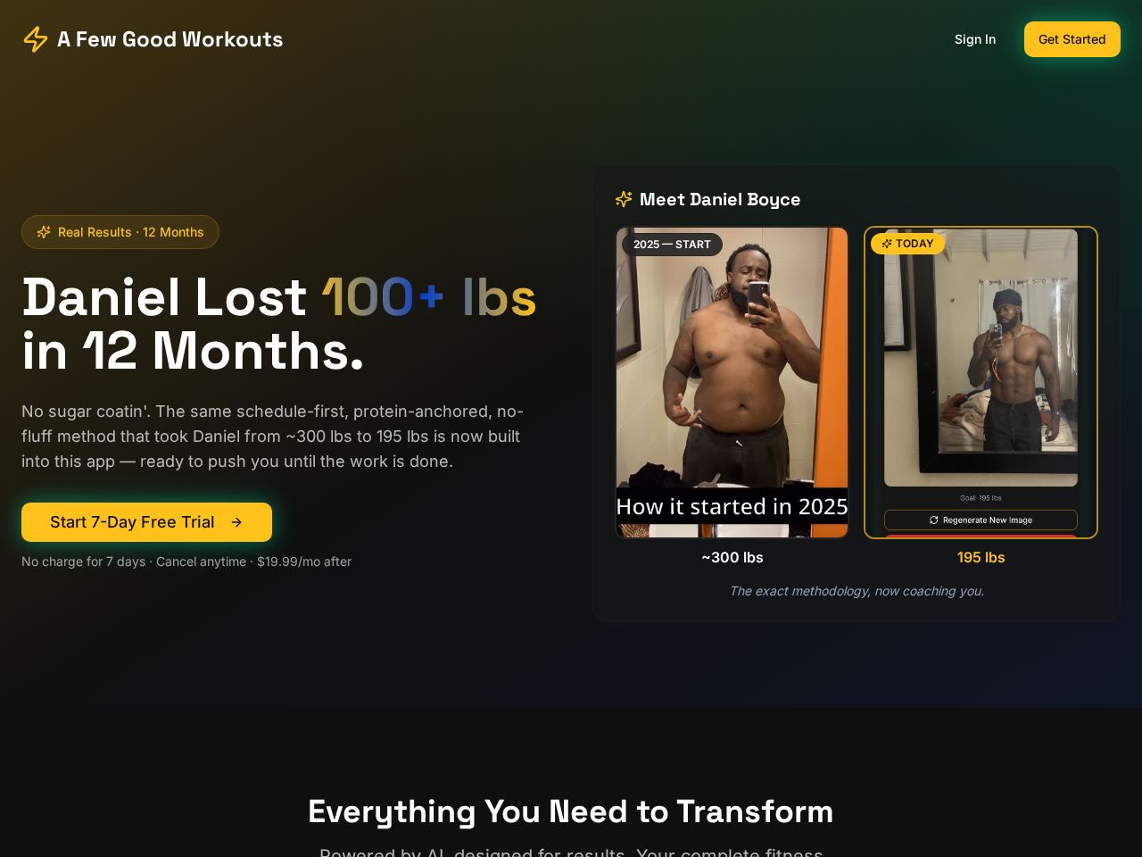 A Few Good Workouts website preview